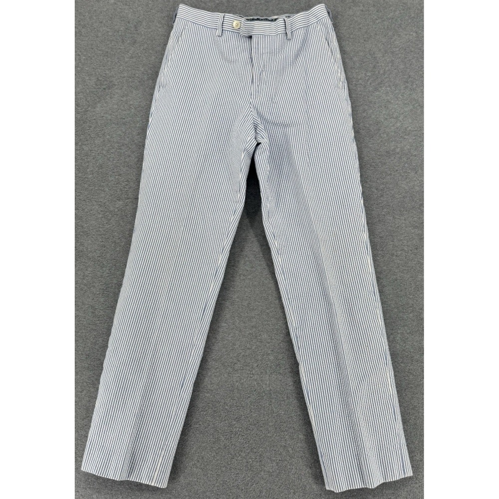 Lauren Ralph Lauren Girls Seersucker Pants 16R Blue White Stripe Fully Lined